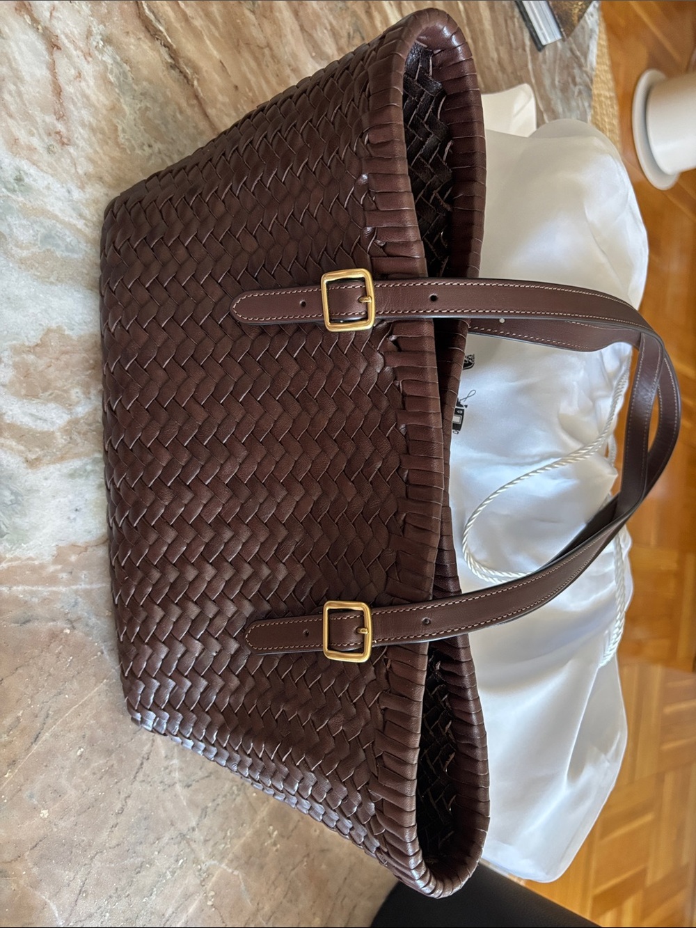COACH Woven Swing Tote Bag – Maple / Chocolate Brown – Style CBF83 - Picture 5 of 7